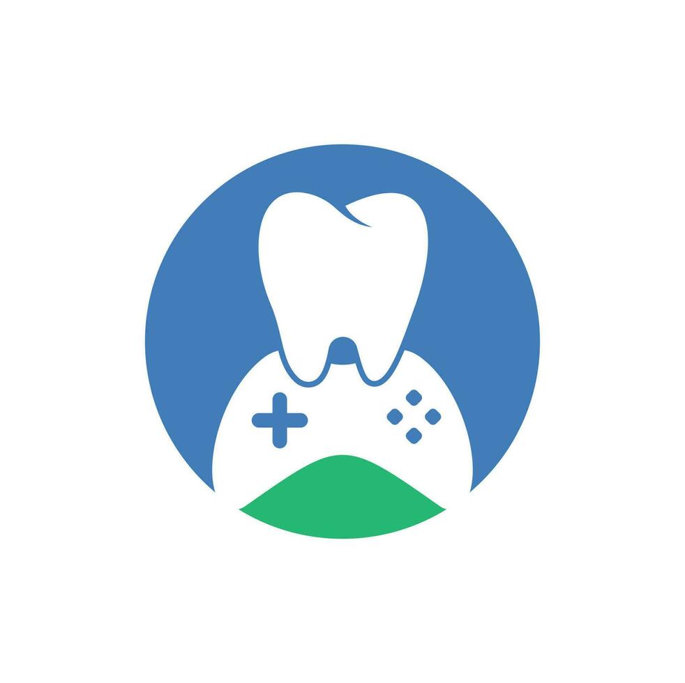 diseño del icono del logotipo del juego dental. diseño de logotipo vectorial de diente y consola. vector