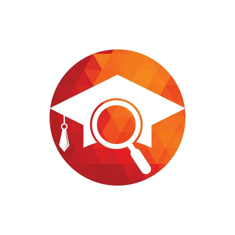 Graduate Hat and Magnifying Glass logo design. Student finder vector logo template.