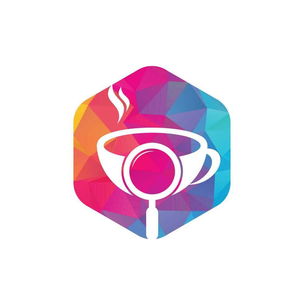 vector de diseño de plantilla de logotipo de búsqueda de café. vector de plantilla de logotipo de lupa de café.