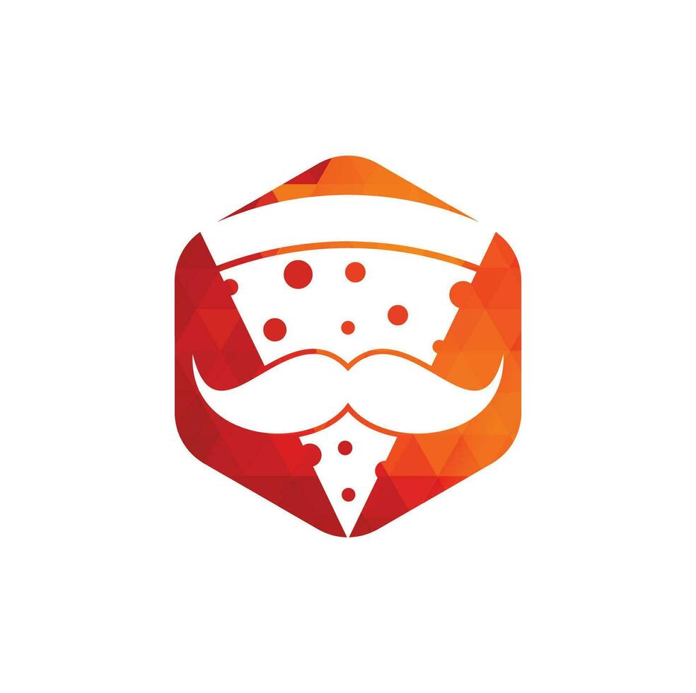 Pizza mustache logo design template. Mr Pizza logo design concept vector icon.