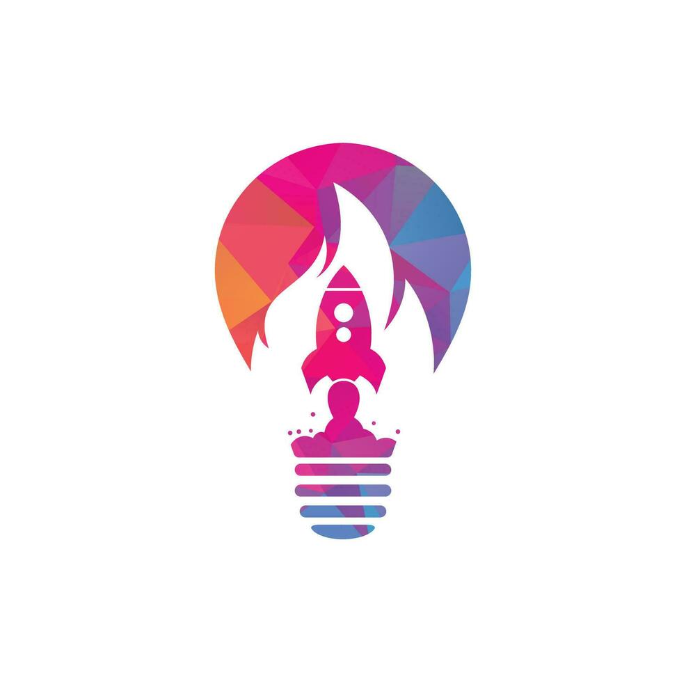 Rocket fire bulb shape concept logo design. Fire and rocket logo combination. Flame and airplane symbol or icon. vector