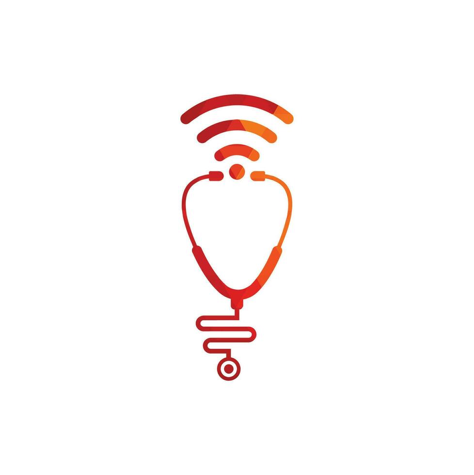 Stethoscope Wifi Medical Logo Icon Design. Stethoscope with wifi signals icon. vector