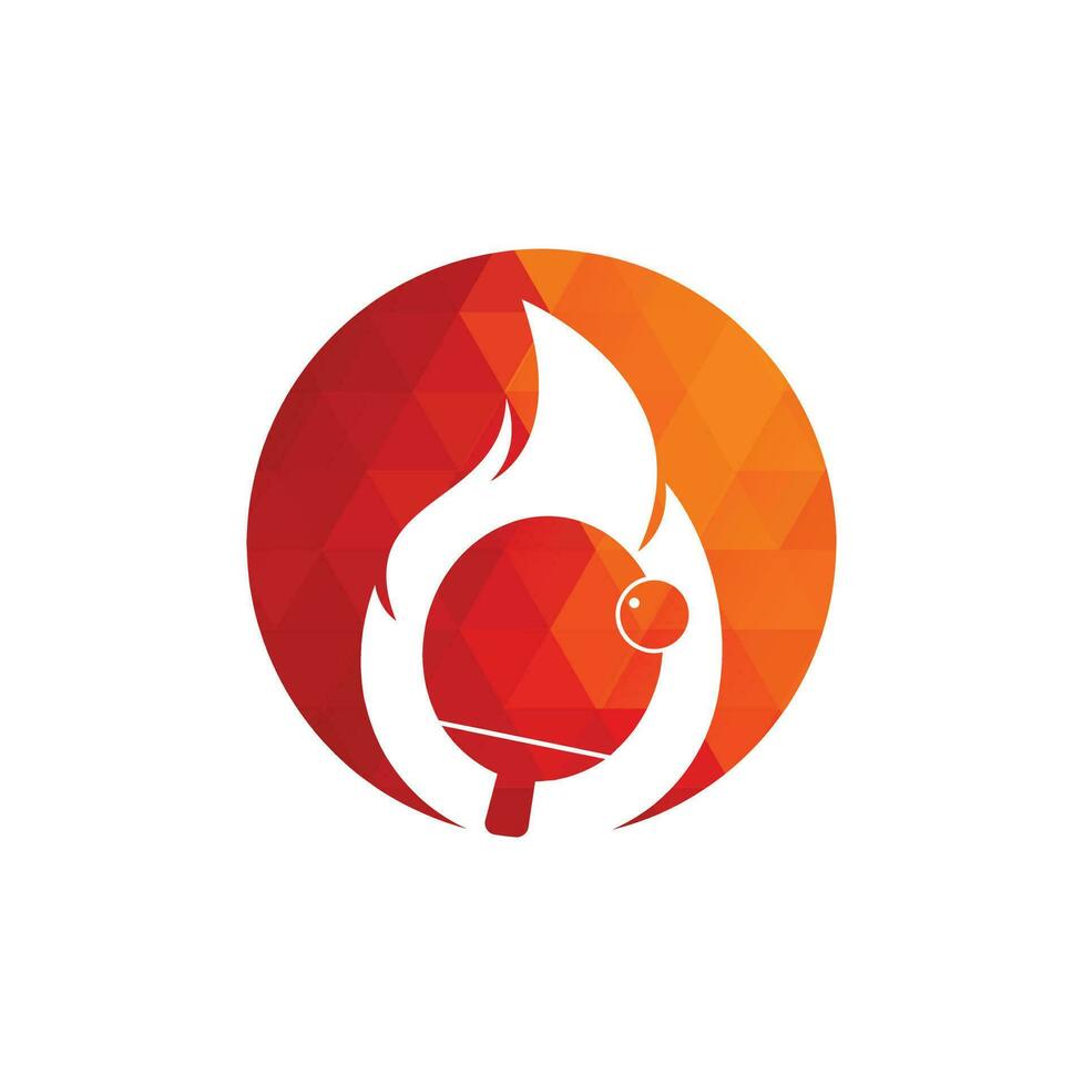 Fire and ping pong logo icon design template. Table tennis, ping pong vector icon.