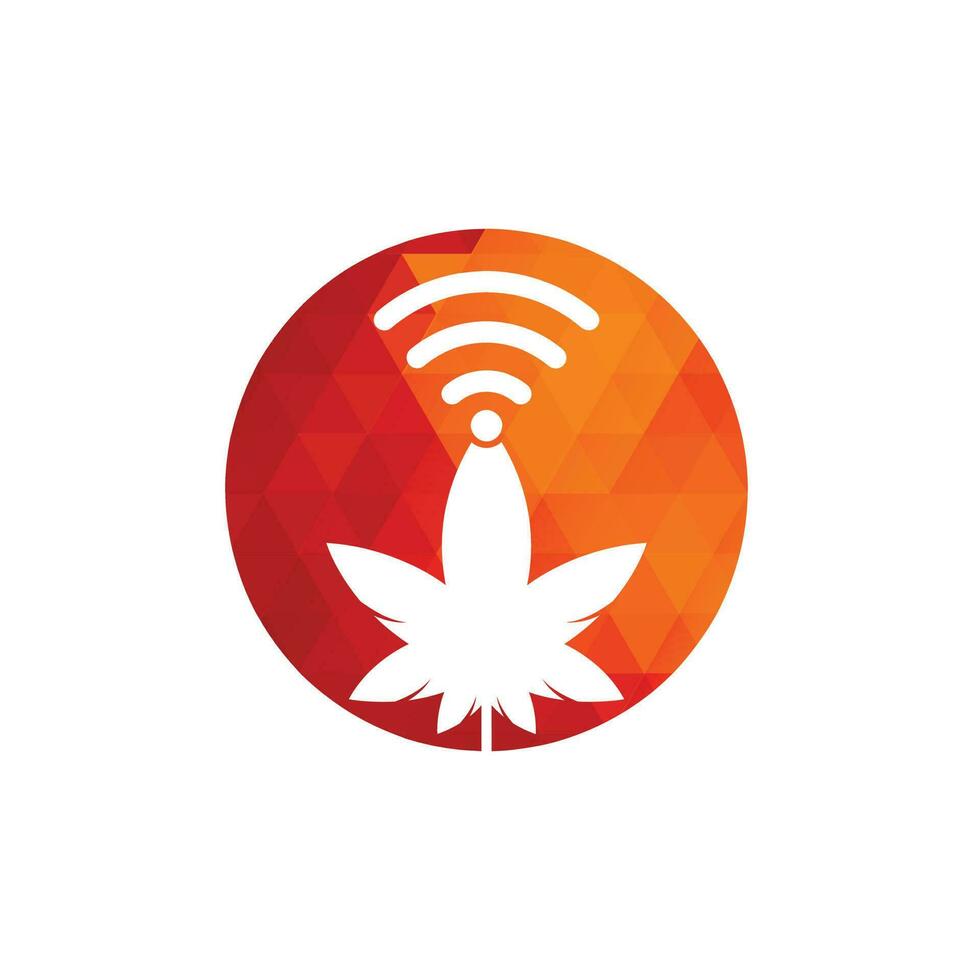 diseño del logotipo del vector wifi de cannabis. cáñamo y símbolo o icono de señal.