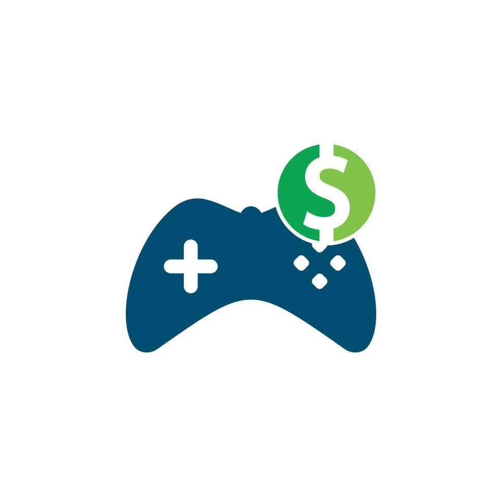 logotipo del juego de dinero. joystick juego de dinero en línea diseño de logotipo creativo vector