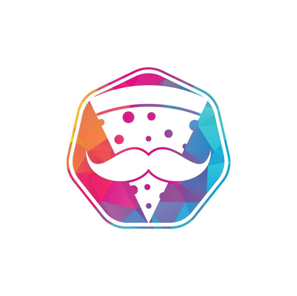 Pizza mustache logo design template. Mr Pizza logo design concept vector icon.