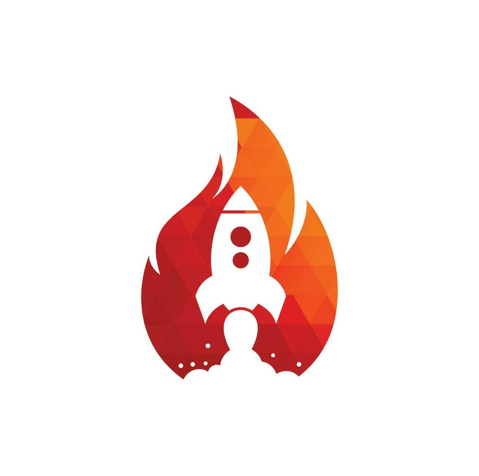 diseño del logotipo de fuego de cohetes. combinación de logo de fuego y cohete. símbolo o icono de llama y avión. vector