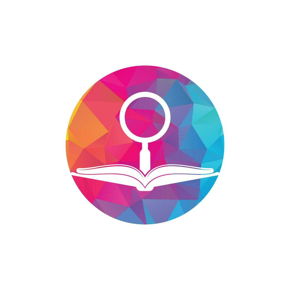 Book Search Logo Template Design Vector. Find book logo design template. Book icon with magnifying glass combination vector