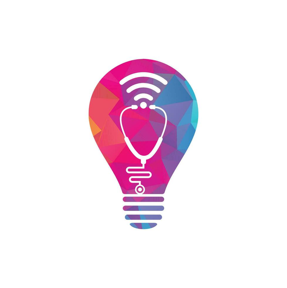 Stethoscope Wifi bulb shape Logo Icon Design. Stethoscope with wifi signals icon. vector