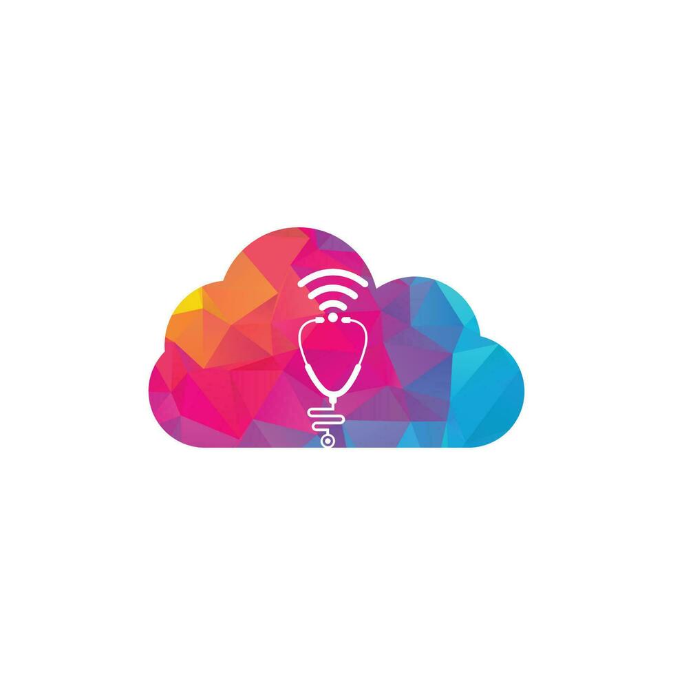 Stethoscope Wifi cloud shape Logo Icon Design. Stethoscope with wifi signals icon vector