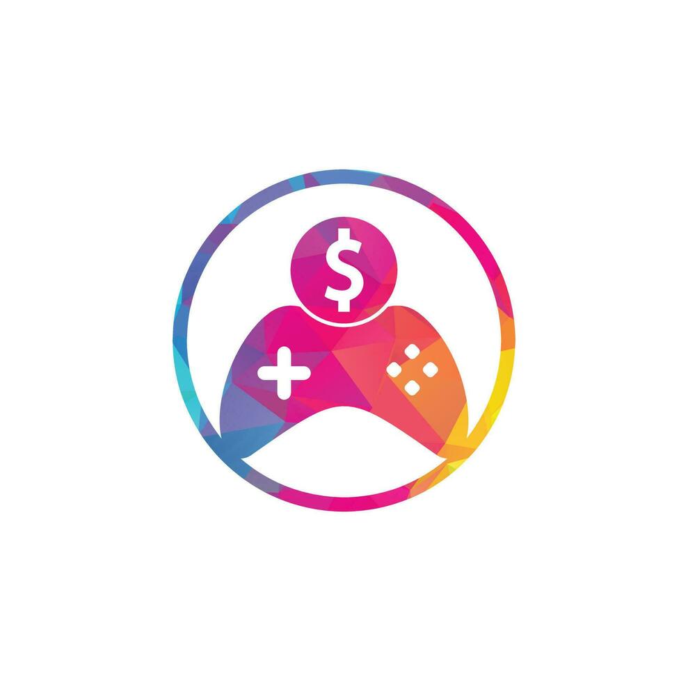 logotipo del juego de dinero. joystick juego de dinero en línea diseño de logotipo creativo vector