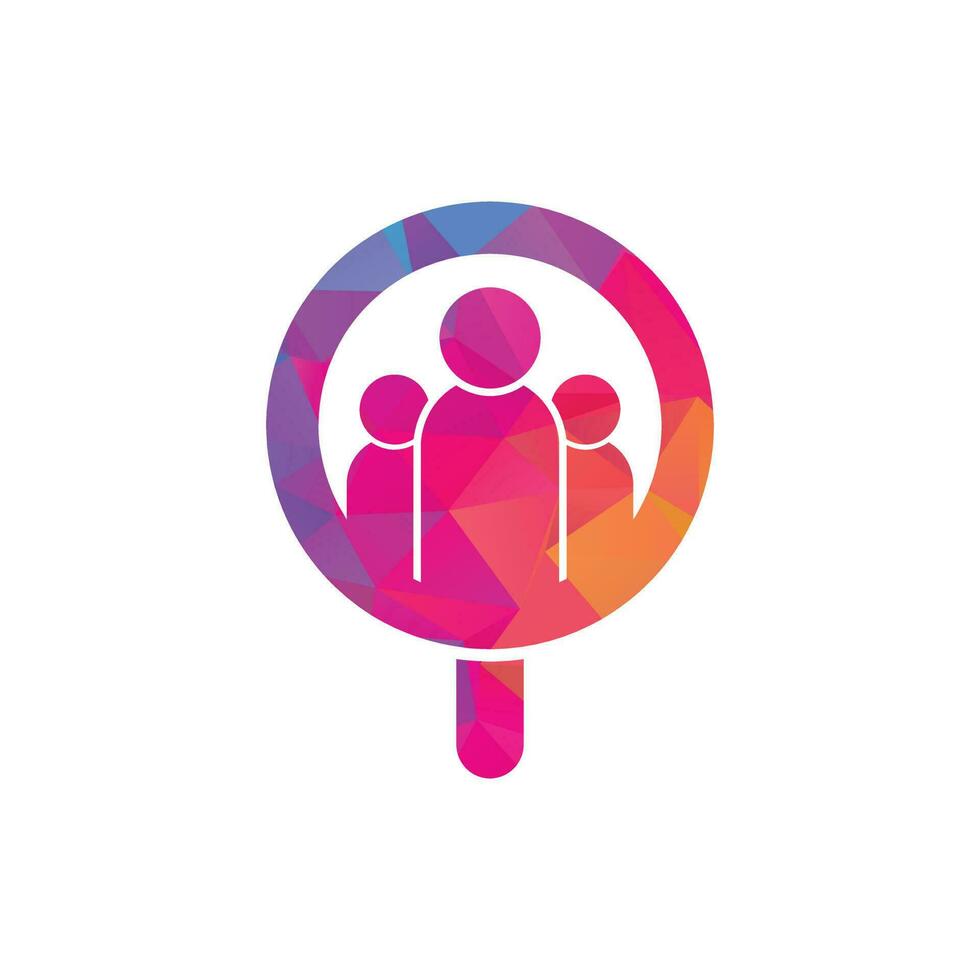 People finder logo. Magnifying glass logo. loupe and people logo design icon vector