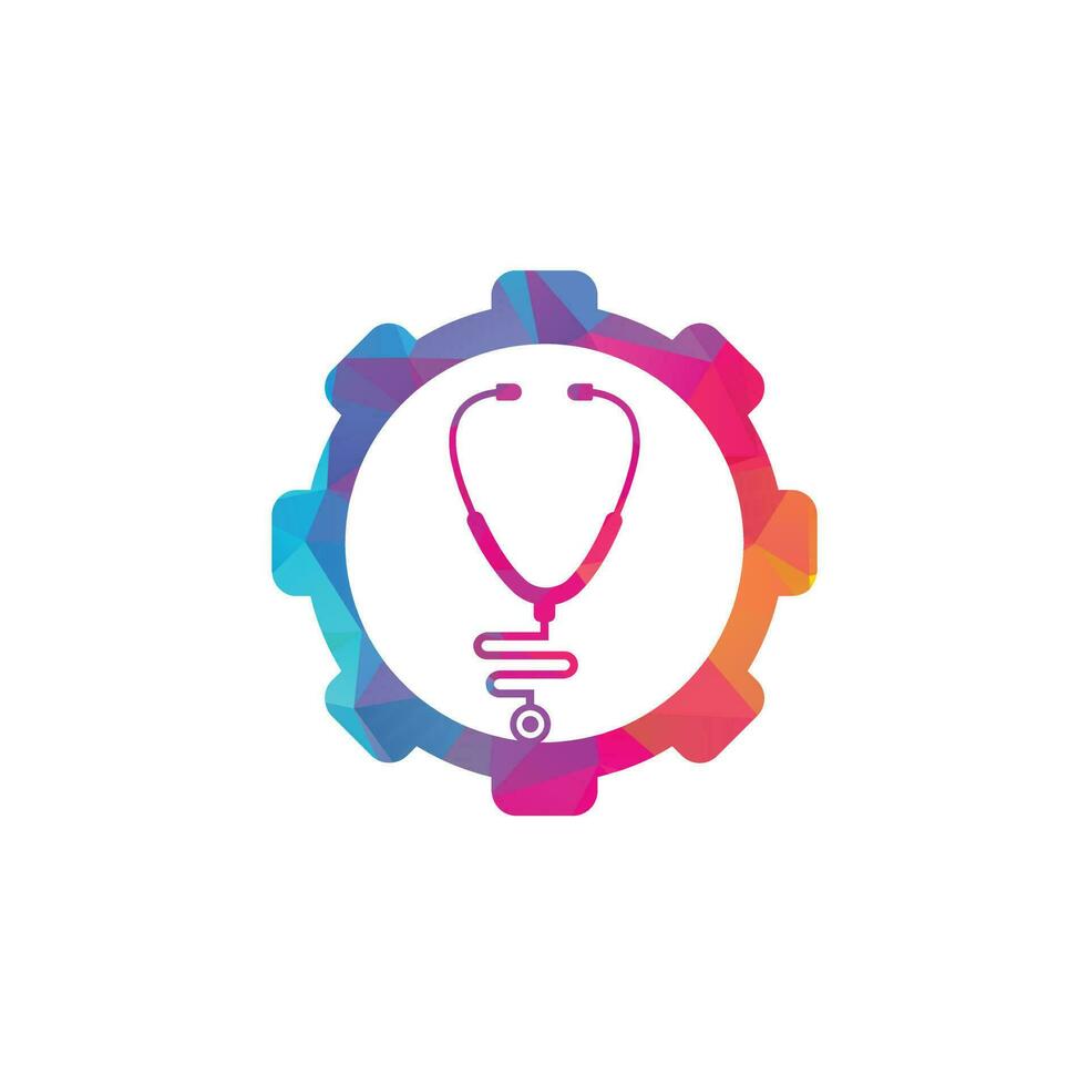 Stethoscope gear shape concept logo. medical icon. health symbol. vector