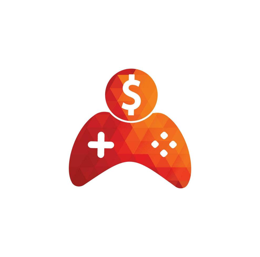 logotipo del juego de dinero. joystick juego de dinero en línea diseño de logotipo creativo vector