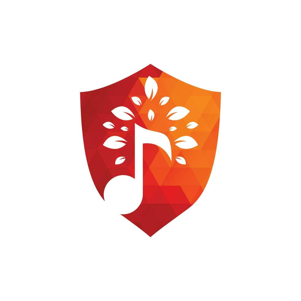 diseño del logo del árbol de la música. símbolo o icono de música y eco. icono de nota musical combinado con icono de forma de árbol vector