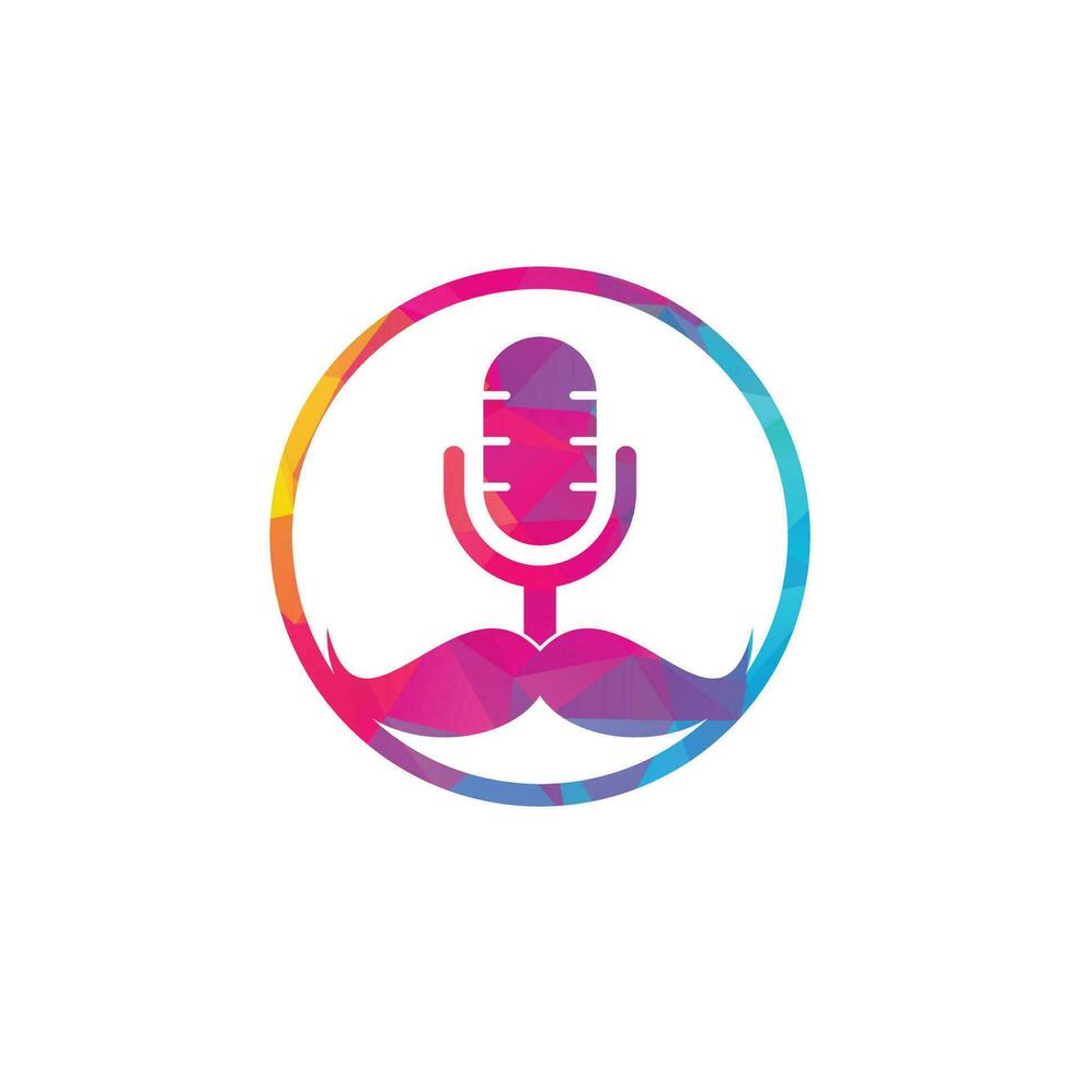 Gentleman podcast logo design template. Mustache podcast icon. vector