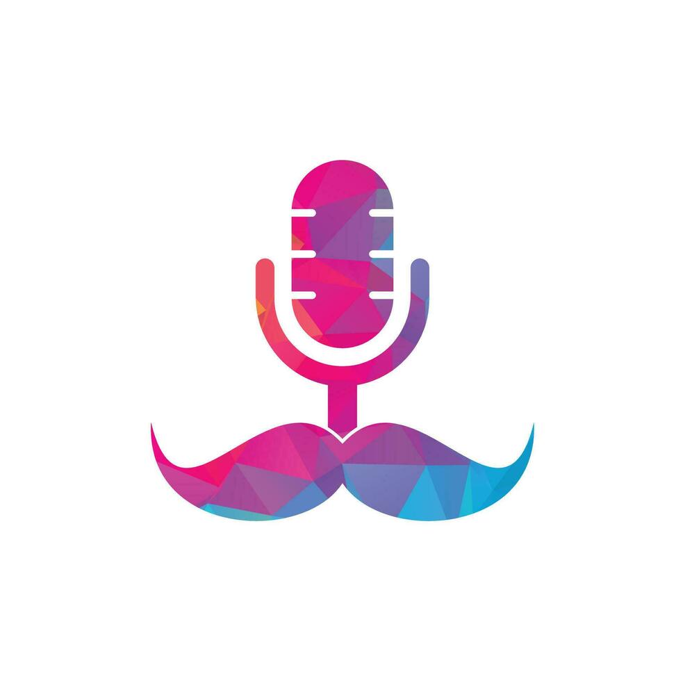 Gentleman podcast logo design template. Mustache podcast icon. vector