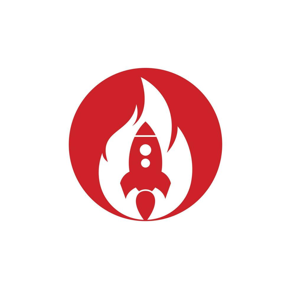 Rocket fire logo design. Fire and rocket logo combination. Flame and airplane symbol or icon. vector