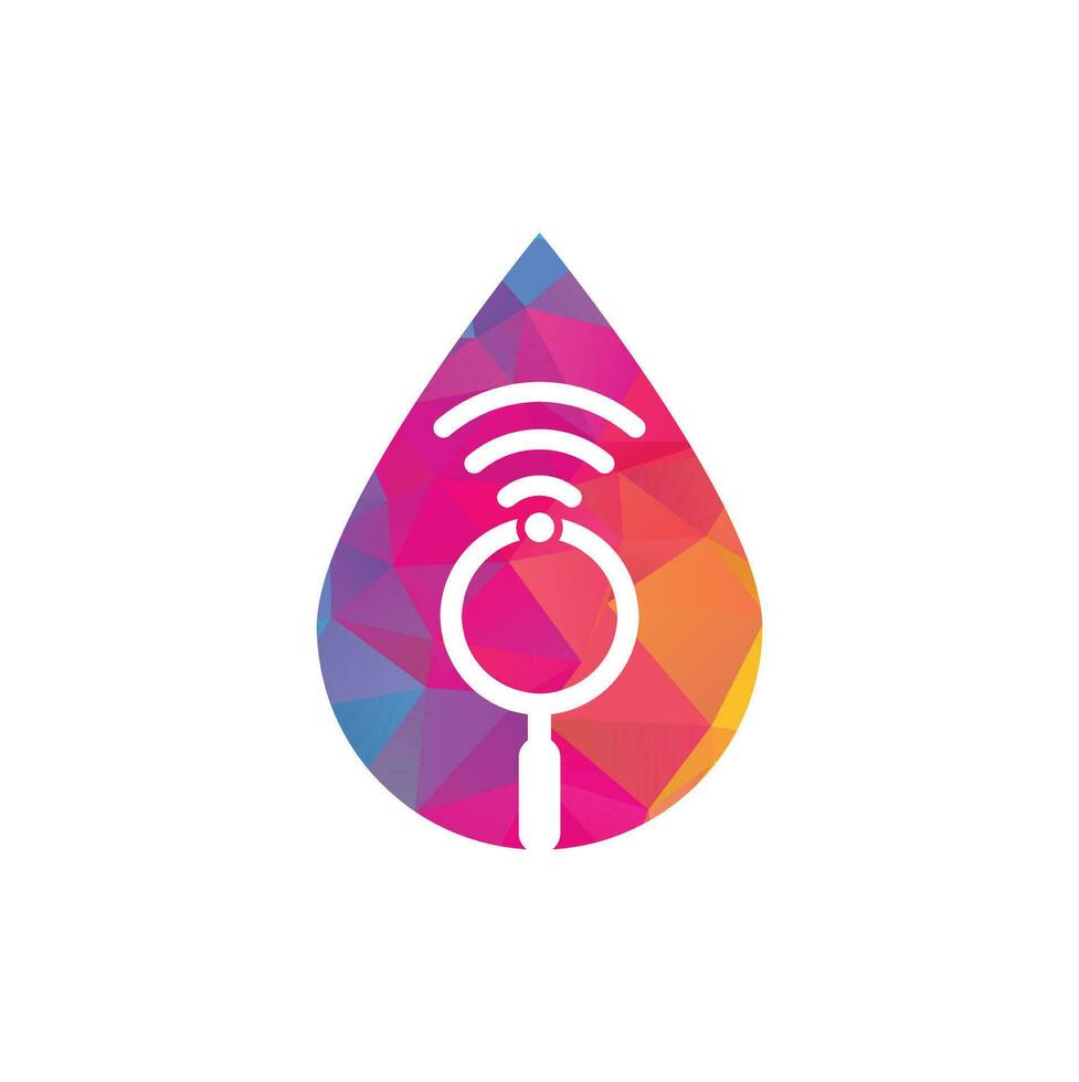 Search wifi drop shape concept logo vector. Wifi finder vector logo template icon