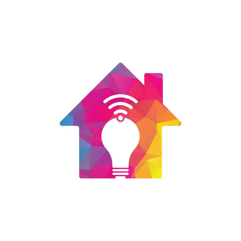 Wifi bulb home shape logo vector design illustration. Lightbulb logo design combined with wifi symbol vector