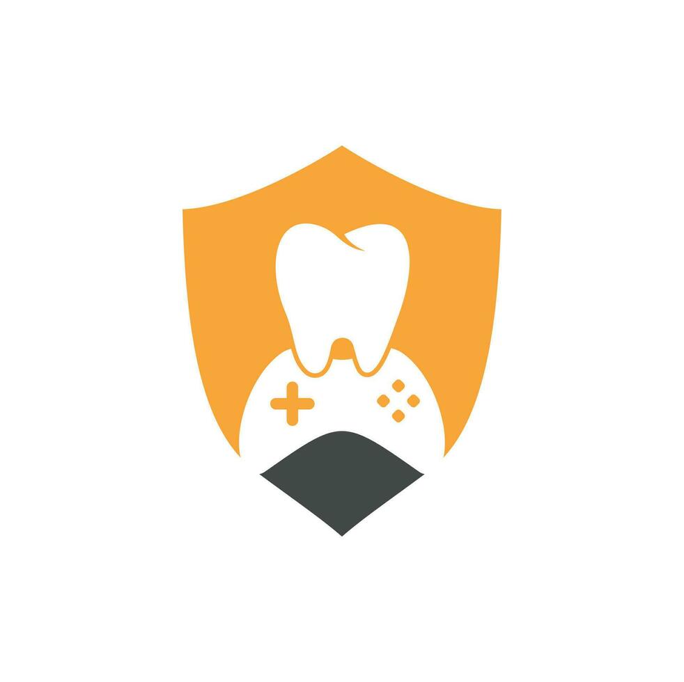 diseño del icono del logotipo del juego dental. diseño de logotipo vectorial de diente y consola. vector