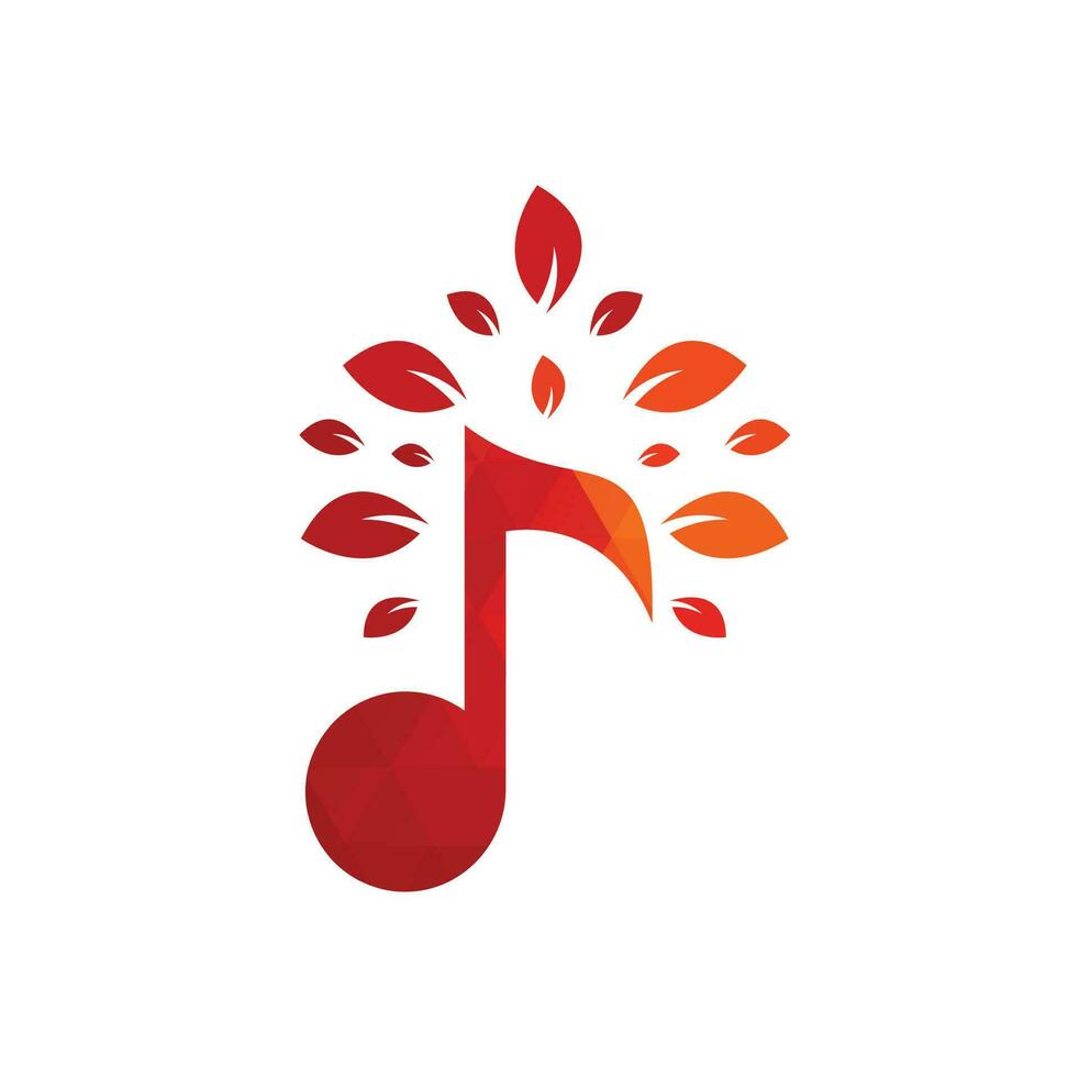 diseño del logo del árbol de la música. símbolo o icono de música y eco. icono de nota musical combinado con icono de forma de árbol vector