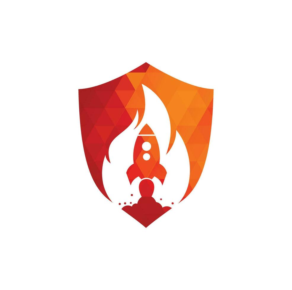 Rocket fire logo design. Fire and rocket logo combination. Flame and airplane symbol or icon. vector