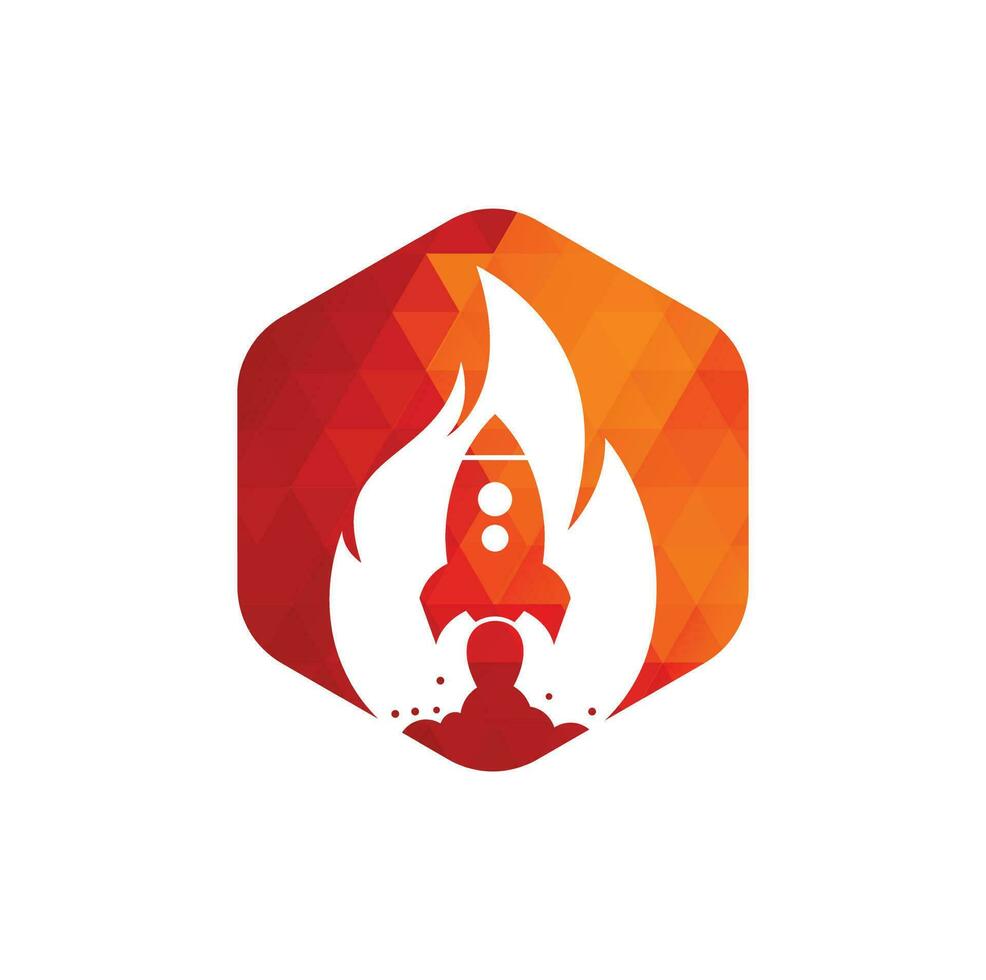 diseño del logotipo de fuego de cohetes. combinación de logo de fuego y cohete. símbolo o icono de llama y avión. vector