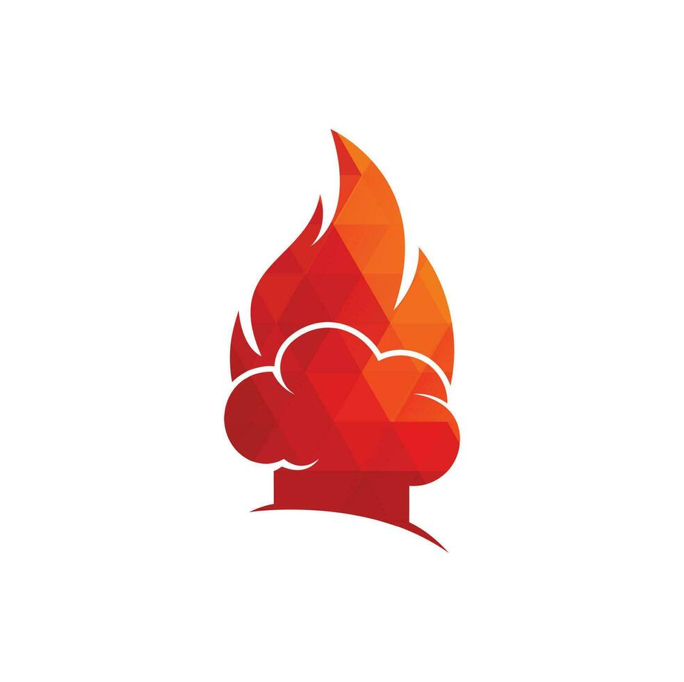 diseño de logotipo de vector de chef caliente. sombrero de chef con un icono de vector de llama.