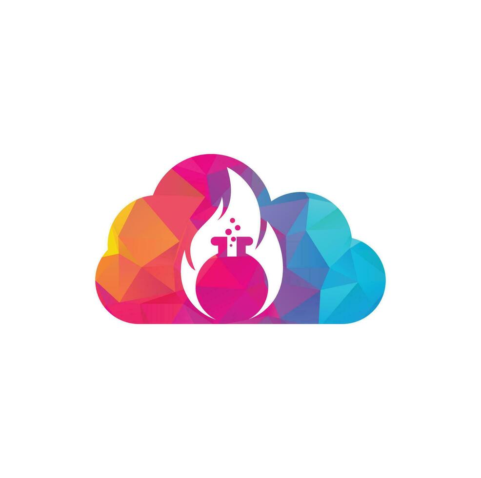 Fire Lab cloud shape concept logo design template. Lab and fire logo combination. vector