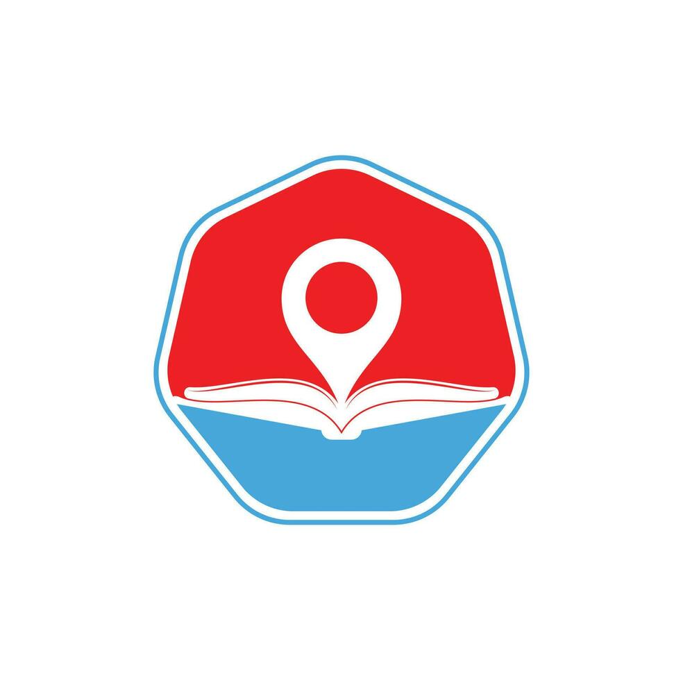 Book point logo design template. Education icon with pin combination. Concept of bookstore pointer symbol. vector