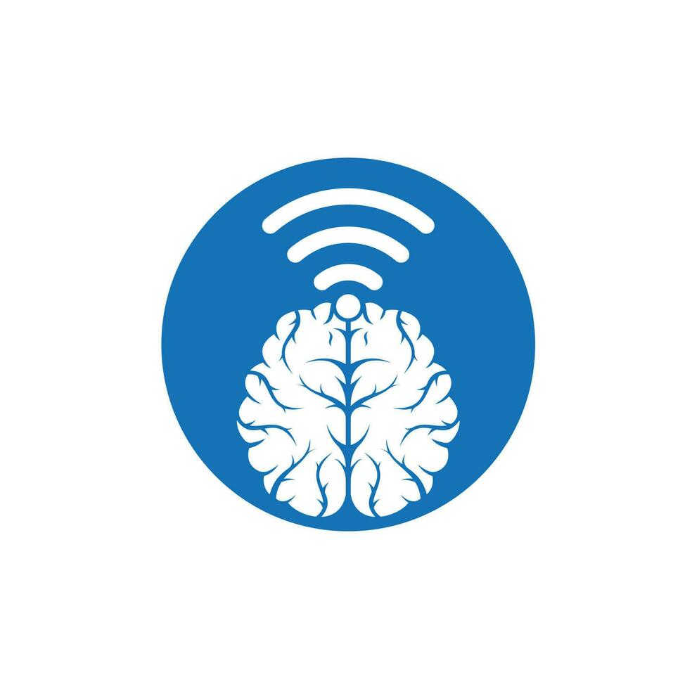 Brain and wifi logo design sign. Education, technology and business background. Wi-fi brain logo icon. vector