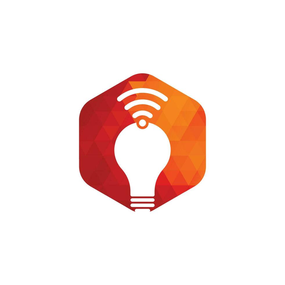 Wifi bulb logo vector design illustration. Lightbulb logo design combined with wifi symbol vector