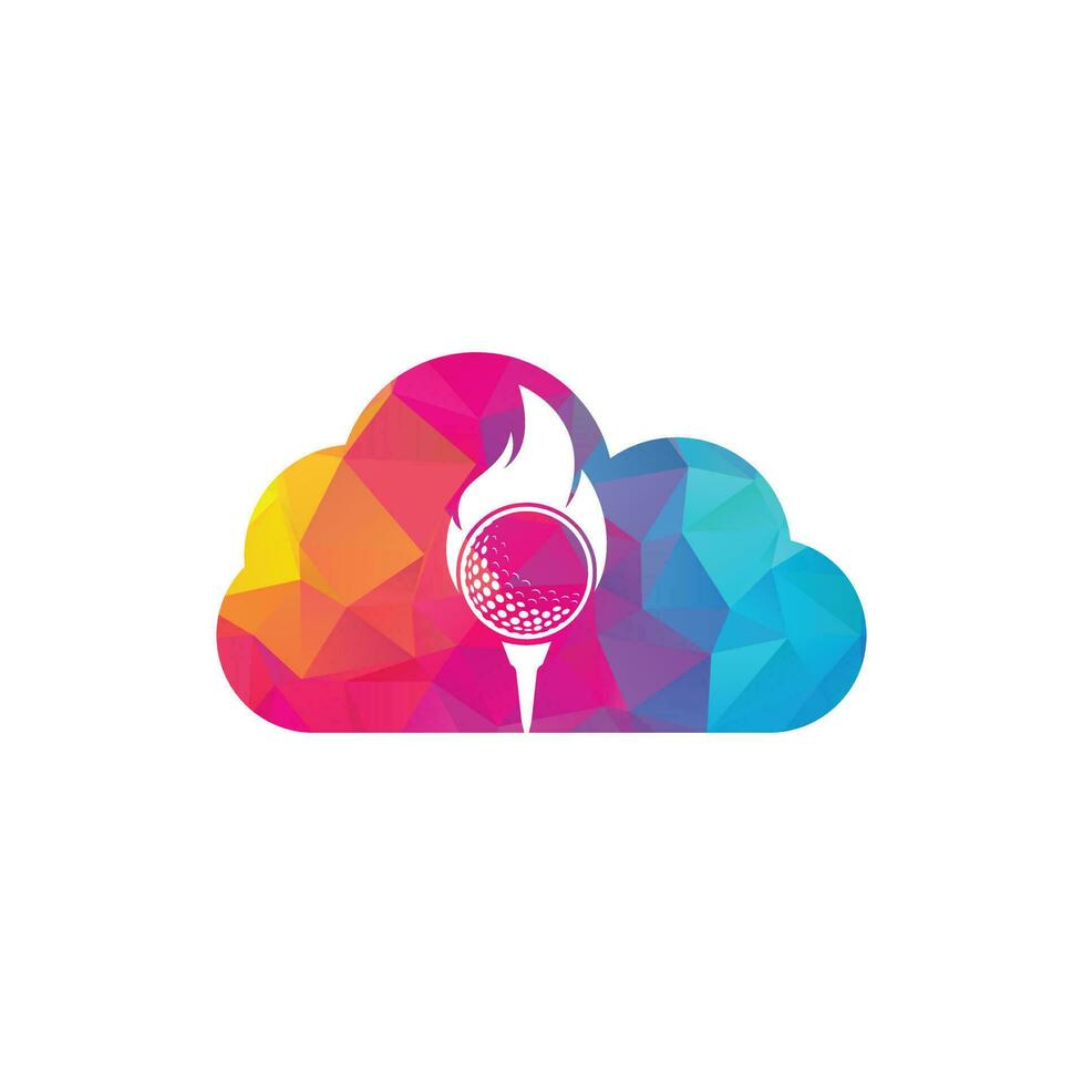 Golf Fire cloud shape concept Logo Template Design Vector. Fire and golf ball logo design icon. vector