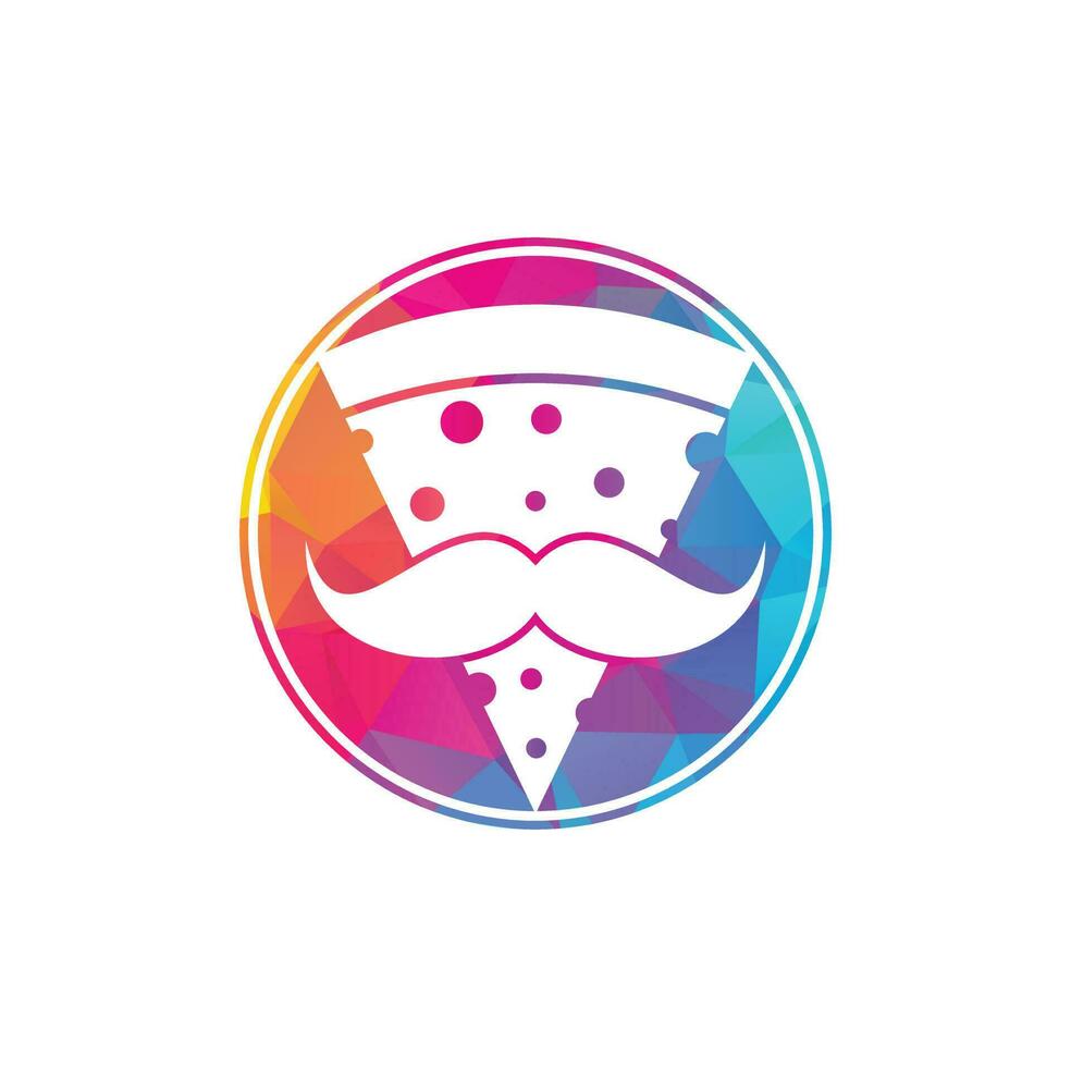 Pizza mustache logo design template. Mr Pizza logo design concept vector icon.