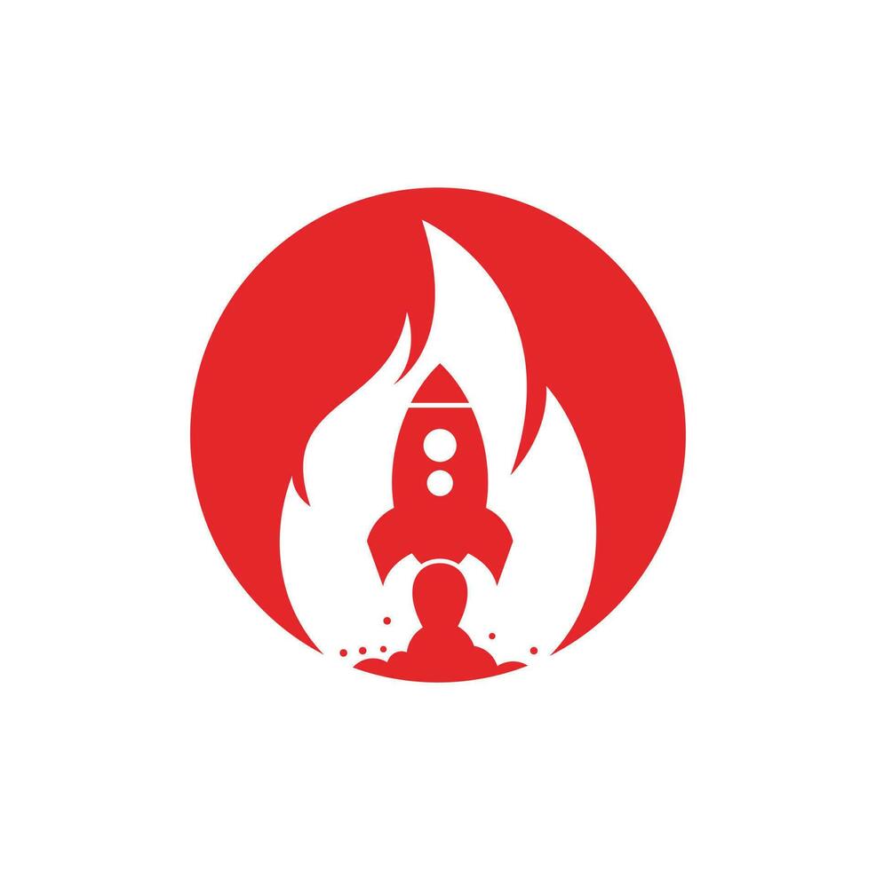 diseño del logotipo de fuego de cohetes. combinación de logo de fuego y cohete. símbolo o icono de llama y avión. vector