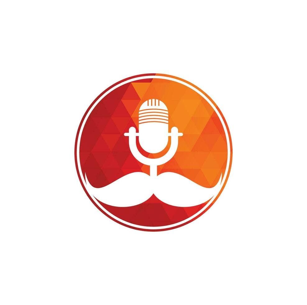 Strong podcast vector logo design template. Gentleman podcast logo design template. Mustache podcast icon.
