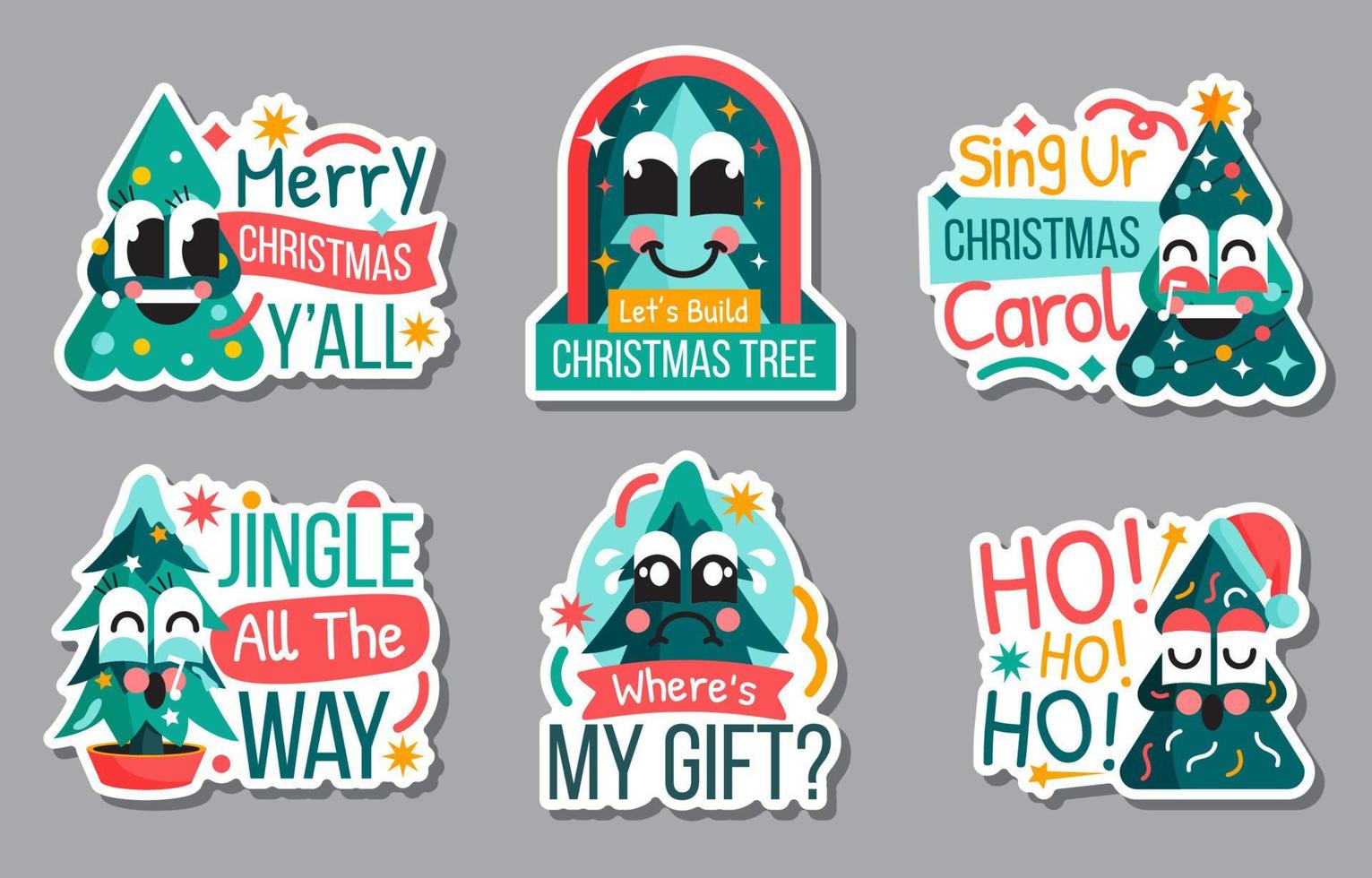 Christmas Tree Greeting Sticker vector