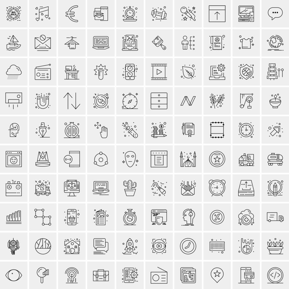 Pack of 100 Universal Line Icons for Mobile and Web vector