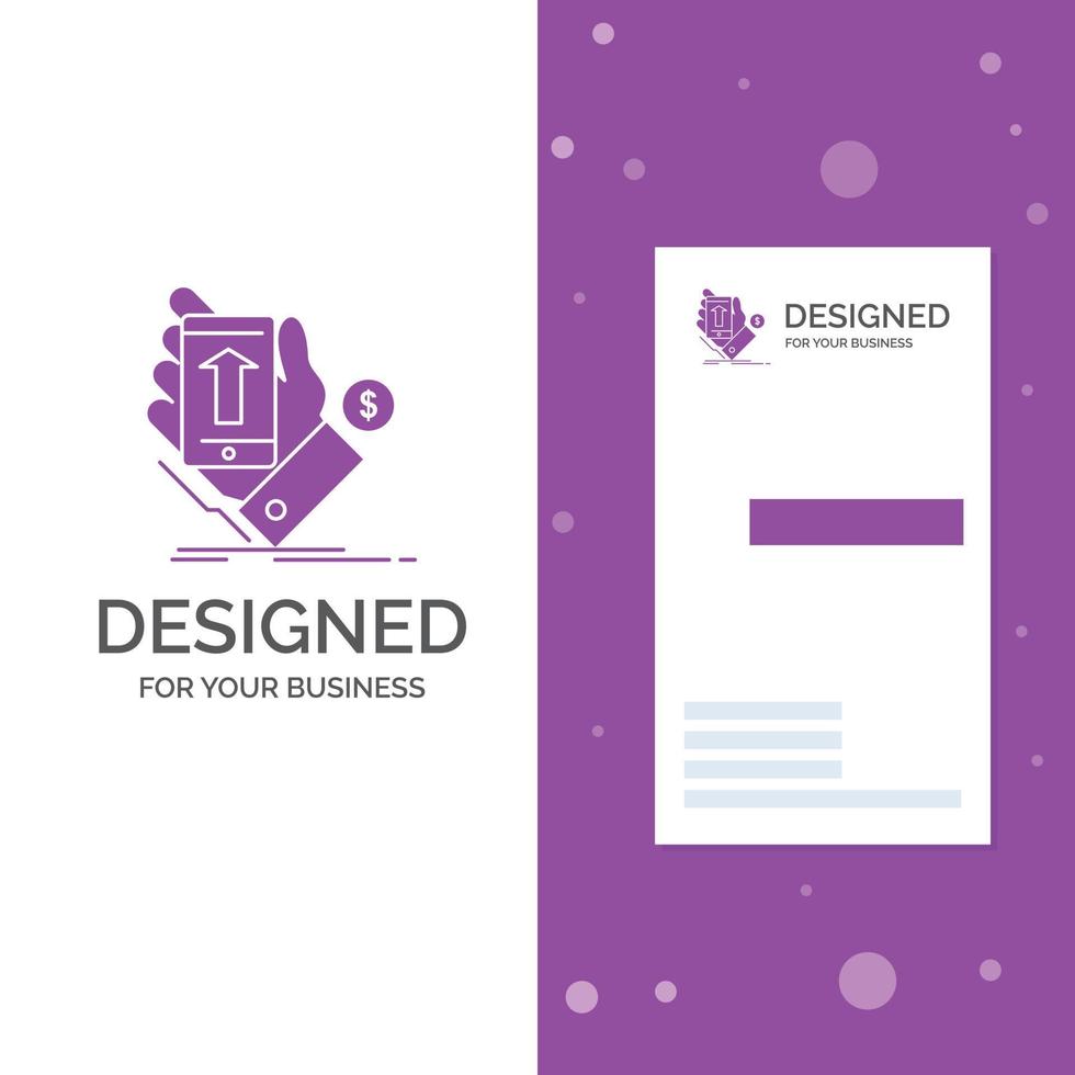 Business Logo for phone. hand. Shopping. smartphone. Currency. Vertical Purple Business .Visiting Card template. Creative background vector illustration