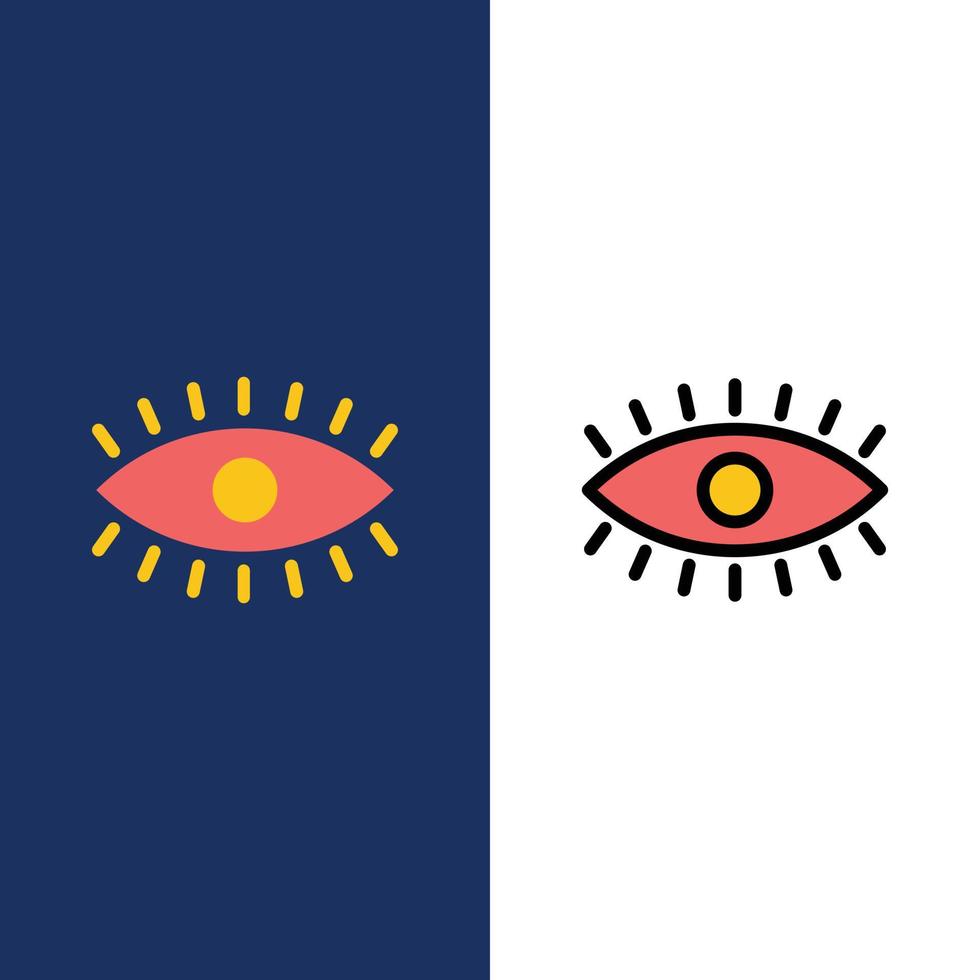 Eye Eyes Watch Design  Icons Flat and Line Filled Icon Set Vector Blue Background