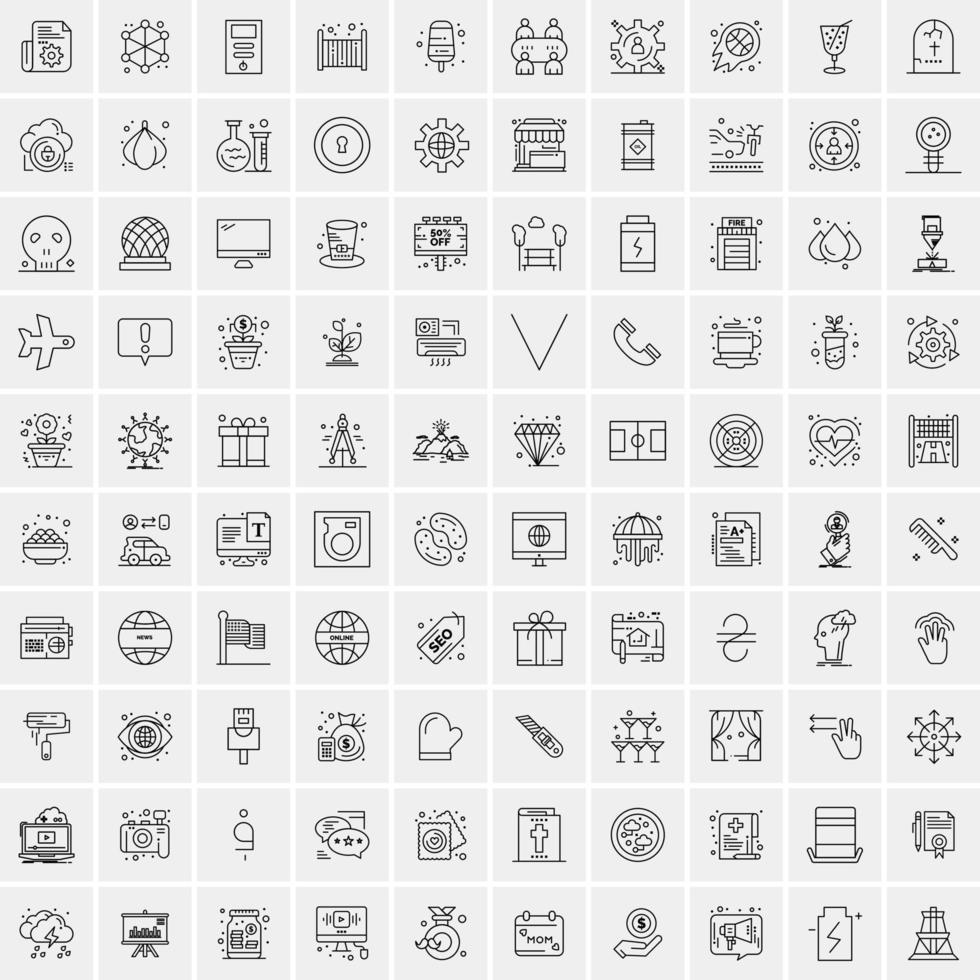 Pack of 100 Universal Line Icons for Mobile and Web vector
