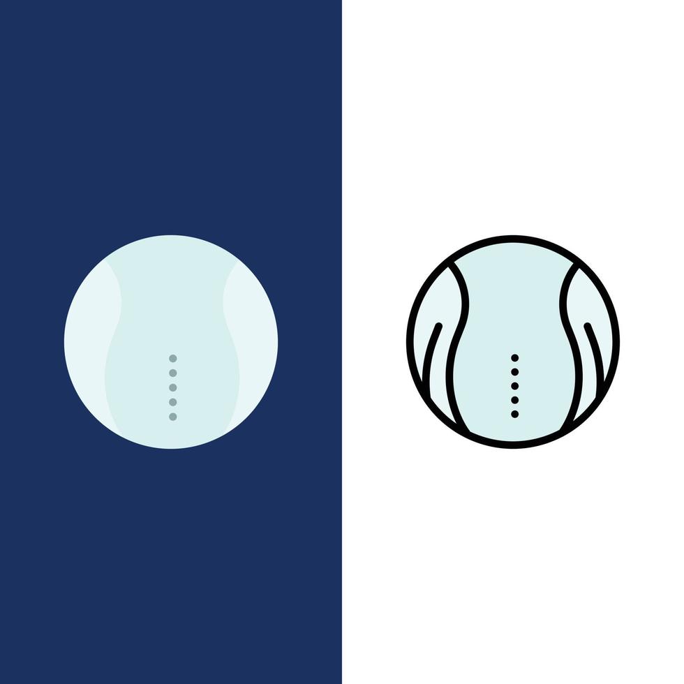 pelota tenis deporte juego iconos plano y línea llena icono conjunto vector fondo azul