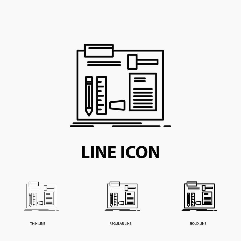 Build. construct. diy. engineer. workshop Icon in Thin. Regular and Bold Line Style. Vector illustration