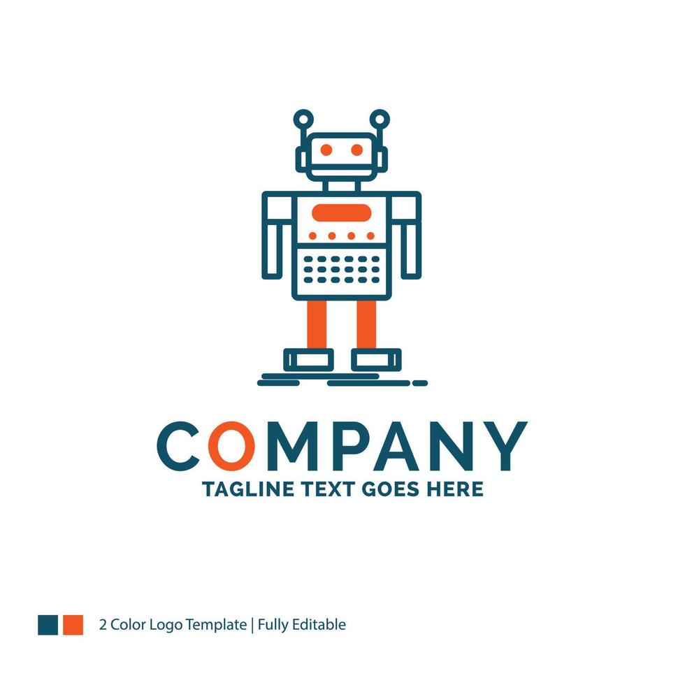 robot. Android. artificial. bot. technology Logo Design. Blue and Orange Brand Name Design. Place for Tagline. Business Logo template. vector