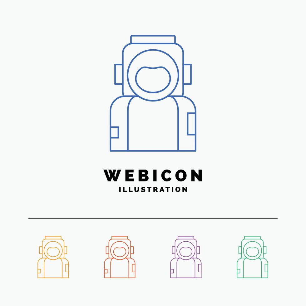 astronaut. space. spaceman. helmet. suit 5 Color Line Web Icon Template isolated on white. Vector illustration