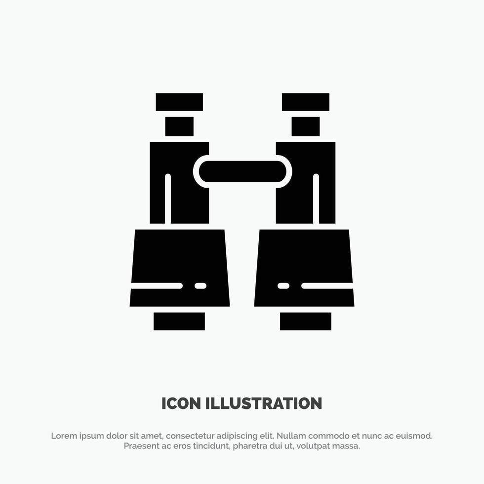 Binoculars Field Glasses Search Vision Solid Black Glyph Icon vector