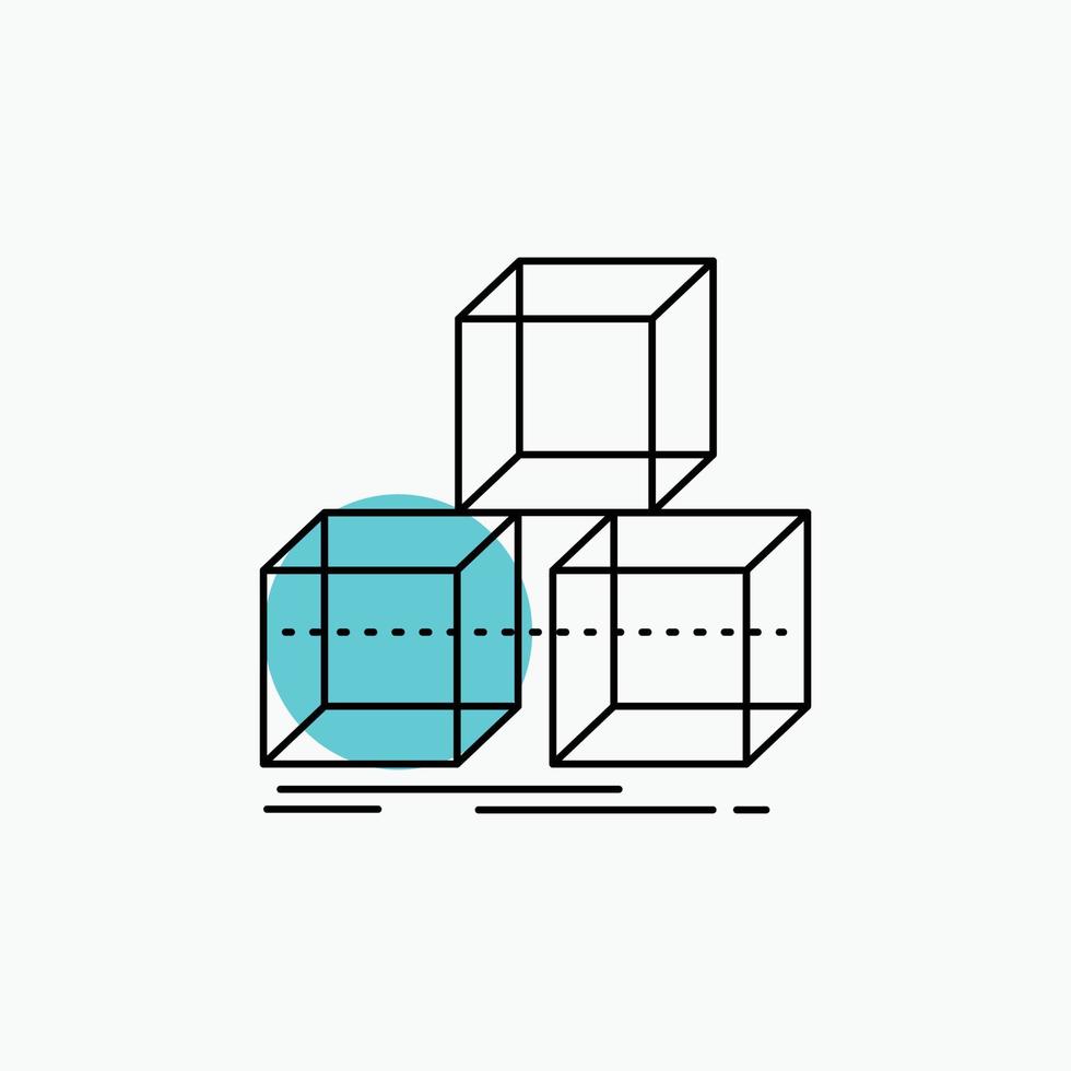 Arrange. design. stack. 3d. box Line Icon vector