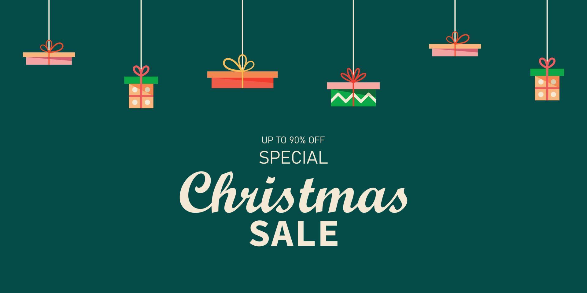 Christmas Sale Banner with Gift Boxes. vector illustration