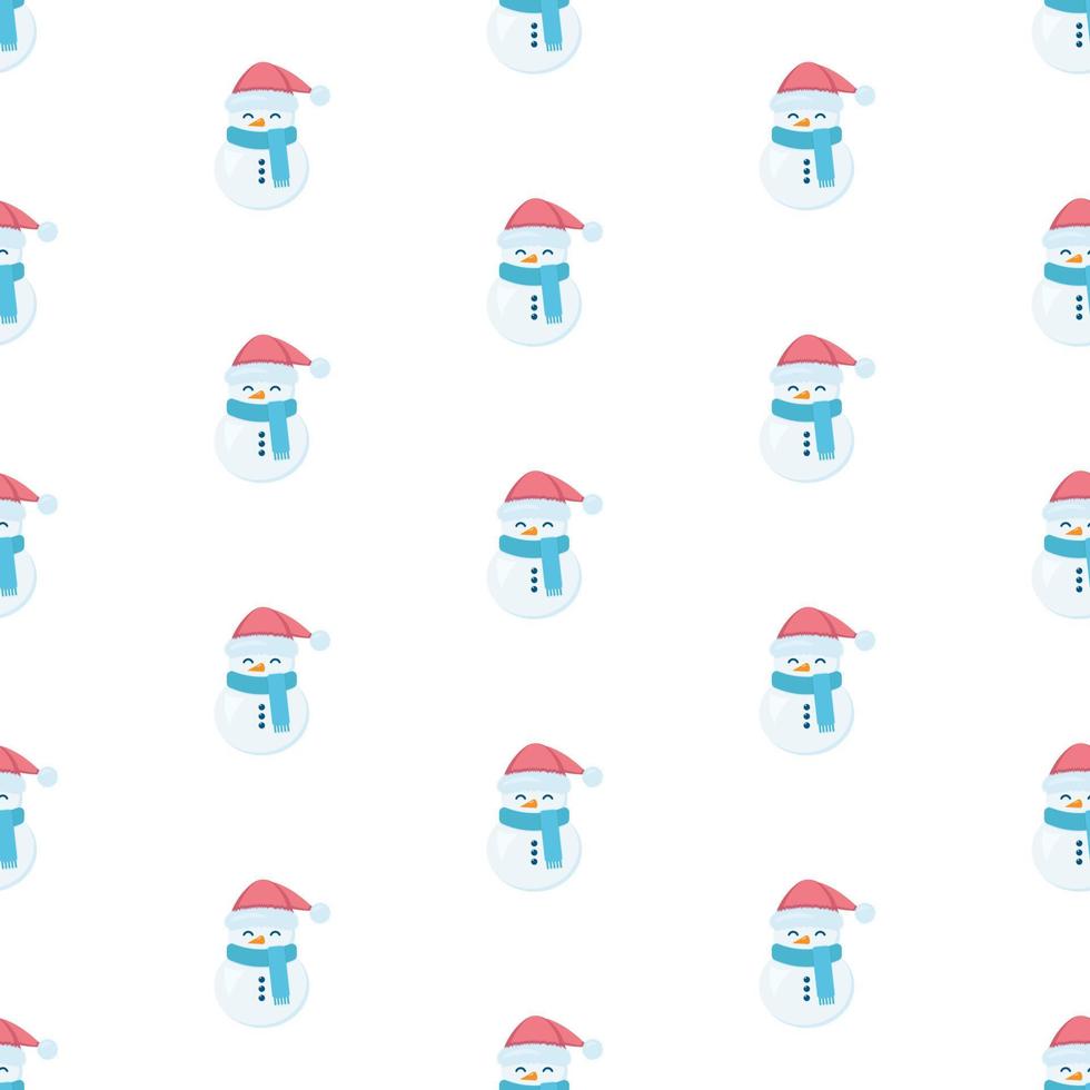 Seamless pattern with cute snowman. vector illustration